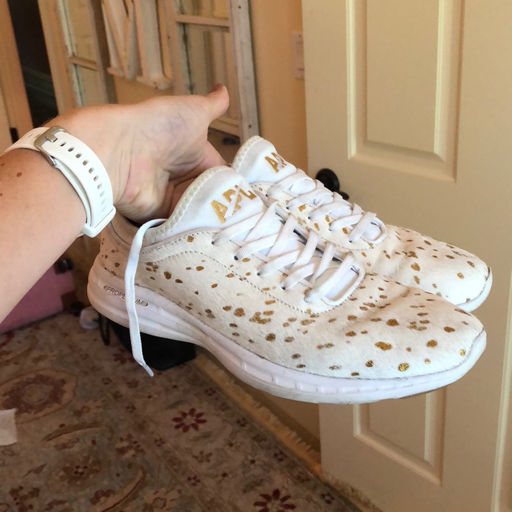 APL white and gold shoes